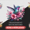 Hummingbirds PNG Clipart Collection - 38 PNG, Tropical bird illustrations, Vibrant floral printables, Commercial use, Digital download