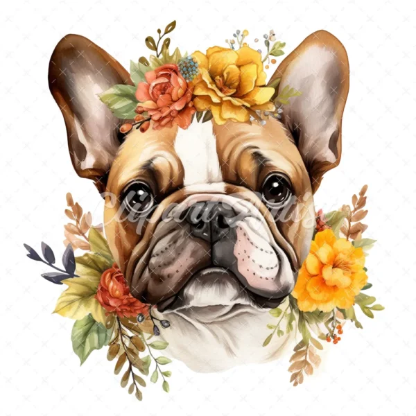 20 High-Quality French Cute Bulldog Clipart - Cute bulldog digital watercolor JPG instant download for commercial use - Digital download