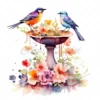 20 High-Quality Floral Birdbath Clipart - Floral birdbath digital watercolor JPG instant download for commercial use - Digital download