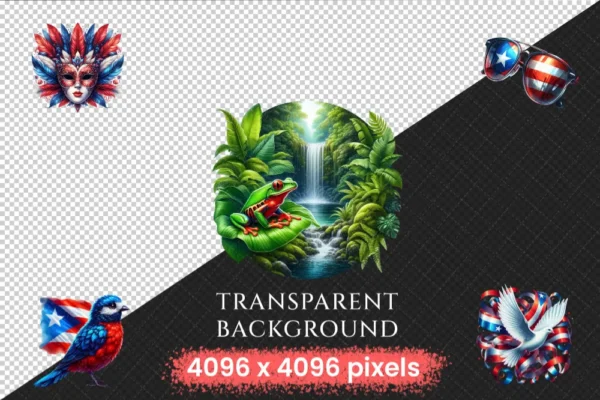 Puerto Rico (P-3) PNG Clipart Collection - 57 PNG, Tropical travel illustrations, Puerto rico island prints, Commercial use,Digital download
