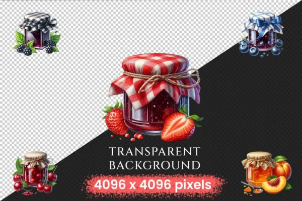 Jam Jars PNG Clipart Collection - 26 PNG, Sugary dessert jar graphics, Preserved sweets printables, Commercial use, Digital download