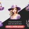 Lavenders Watercolor Clipart Bundle - 160+ transparent PNG, PNG of Tranquil summer lavender joy, Lavenders Commercial use, Digital download