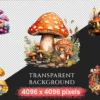 Mushrooms Watercolor Clipart Bundle - 520+ transparent PNG, Mushrooms png, Enchanted nature illustrations, Commercial use,Digital download