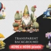 Gnomes Watercolor Clipart Bundle - 520+ transparent PNG, Enchanted gnome graphics png, Storybook gnome png, Commercial use, Digital download