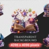 Magical Books Watercolor Clipart Bundle - 310+ transparent PNG, PNG of galaxy book, Mystical stellar images Commercial use, Digital download