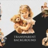 Retro Kids Watercolor Clipart Bundle - 470+ transparent PNG, Nostalgic kids art, Childhood vintage images, Commercial use, Digital download
