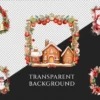 Christmas Borders Watercolor Clipart Bundle - 455+ transparent PNG, Xmas frames art, Festive border designs, Commercial use,Digital download
