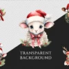 Christmas Animals Watercolor Clipart Bundle - 560+ transparent PNG, Festive animal images, Santa hat wreath, Commercial use,Digital download
