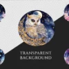 Celestial Owls Watercolor Clipart Bundle - 215+ transparent PNG, Galaxy night images, Mystical fantasy art, Commercial use, Digital download