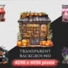 Halloween Storefronts Watercolor Clipart Bundle - 310+ transparent PNG, Haunted store graphics, Spooky png, Commercial use, Digital download