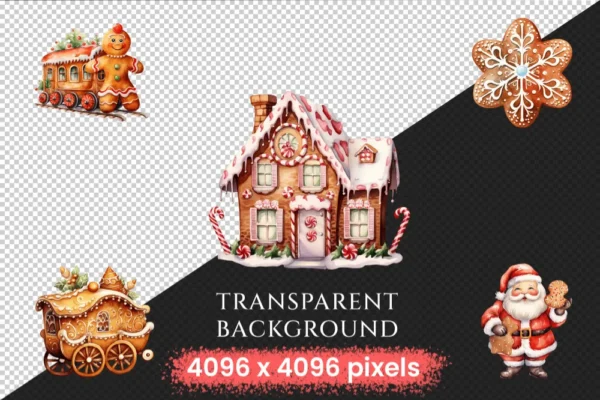 Gingerbread Cookies Watercolor Clipart Bundle - 675+ transparent PNG, Xmas cookies png, Festive baking png, Commercial use, Digital download