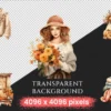 Autumn Whispers Watercolor Clipart Bundle - 360+ transparent PNG, Warm autumn graphics, Seasonal leaf png, Commercial use, Digital download