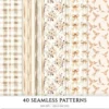 Old Cottage Seamless Patterns, Cottage flowers JPEG, Cottagecore seamless pattern, Floral rustic repeating pattern, Digital scrapbook paper