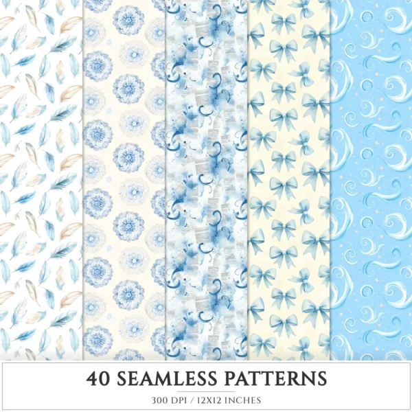 Modern Alice Seamless Patterns, Fairytale alice JPEG, Cottagecore pattern, Rabbit, Fantasy, Roses repeating pattern, Digital scrapbook paper
