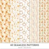 Autumn Planner Seamless Patterns, Cozy autumn JPEG, Maple leaves pattern, Acorns, Plaid, Pumpkins repeating pattern, Digital scrapbook paper