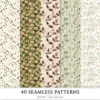 Autumn Gallery Seamless Patterns, Chic fall JPEG, Botanical pattern, Pumpkin, Falling leaves repeating pattern, Digital scrapbook paper