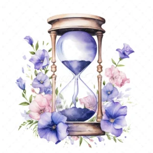 20 High-Quality Floral Hourglass Clipart - Floral hourglass digital watercolor JPG instant download for commercial use - Digital download