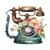 20 High-Quality Antique Floral Telephones Clipart - Telephone digital watercolor JPG instant download for commercial use - Digital download