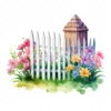 20 High-Quality Picket Fences Clipart - Picket fences digital watercolor JPG instant download for commercial use - Digital download