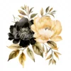 23 High-Quality Black Gold Peony Clipart - Black gold peony digital watercolor JPG instant download for commercial use - Digital download