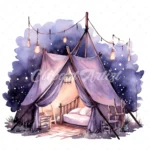 20 High-Quality Night Lighting Tents Clipart - Lighting tents digital watercolor JPG instant download for commercial use - Digital download