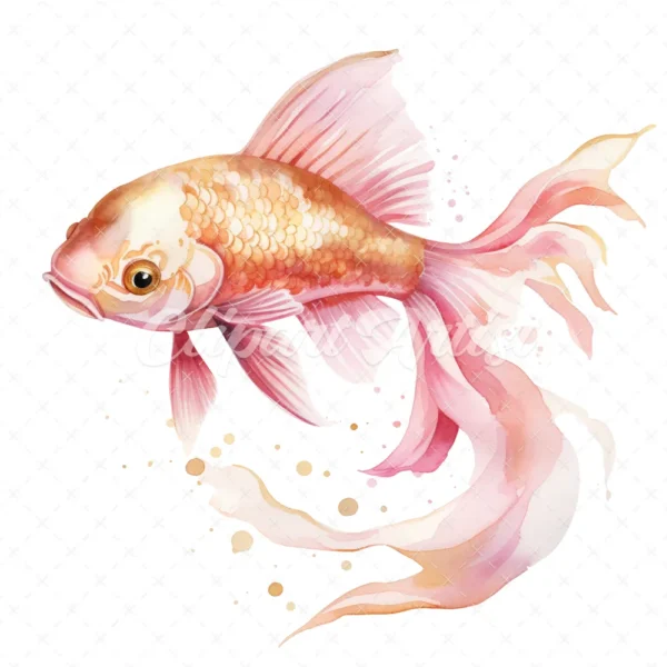 20 High-Quality Baby Pink Koi Fish Clipart - Koi fish digital watercolor JPG instant download for commercial use - Digital download