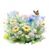 19 High-Quality Spring Meadows Clipart - Spring meadows digital watercolor JPG instant download for commercial use - Digital download