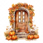 20 High-Quality Autumn Doors Clipart - Autumn doors digital watercolor JPG instant download for commercial use - Digital download