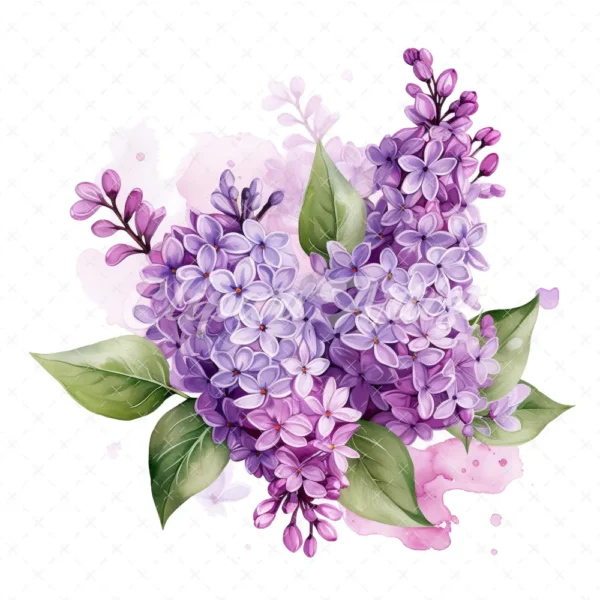 20 High-Quality Lilac Clipart - Lilac flower digital watercolor JPG instant download for commercial use - Digital download