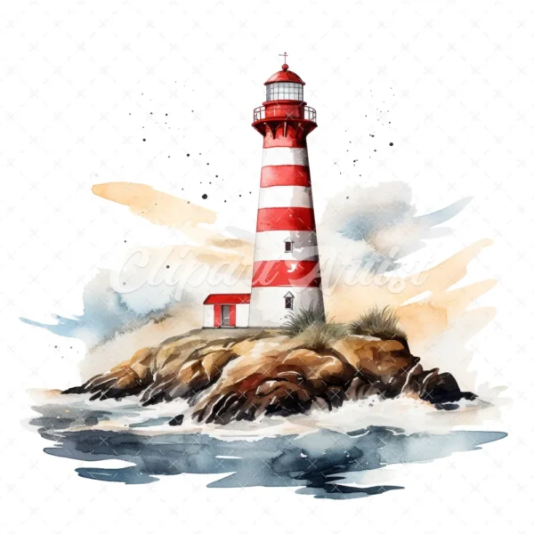 20 High-Quality Lighthouses Clipart - Lighthouses digital watercolor JPG instant download for commercial use - Digital download