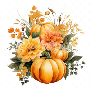 20 High-Quality Pumpkin Bouquet Clipart - Pumpkin bouquet digital watercolor JPG instant download for commercial use - Digital download