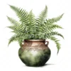 20 High-Quality Fern Antique Pot Clipart - digital watercolor JPG instant download for commercial use - Digital download