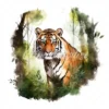 20 High-Quality Forest Tiger Clipart - Forest tiger digital watercolor JPG instant download for commercial use - Digital download