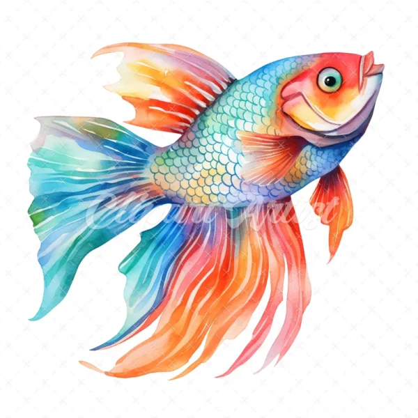 28 High-Quality Fish Clipart - Fish digital watercolor JPG instant download for commercial use - Digital download