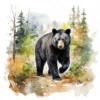 19 High-Quality Black Bear Clipart - Black bear digital watercolor JPG instant download for commercial use - Digital download