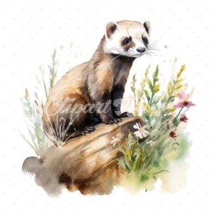 28 High-Quality Ferrets Clipart - Ferrets digital watercolor JPG instant download for commercial use - Digital download