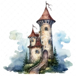 28 High-Quality Wizard Towers Clipart - Wizard towers digital watercolor JPG instant download for commercial use - Digital download