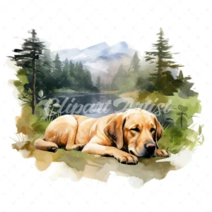 20 High-Quality Sleeping Labrador Clipart - Sleeping labrador digital watercolor JPG instant download for commercial use - Digital download