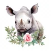 20 High-Quality Baby Rhino Clipart - Baby rhino digital watercolor JPG instant download for commercial use - Digital download