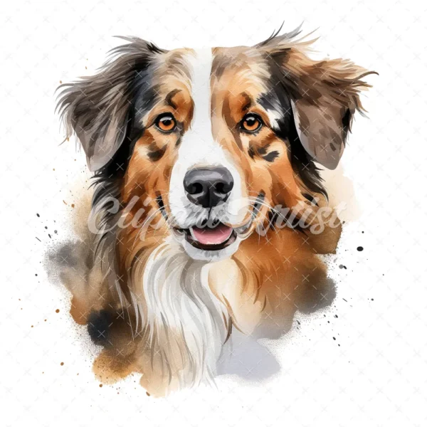 20 High-Quality Australian Shepherd Clipart - Shepherd digital watercolor JPG instant download for commercial use - Digital download