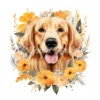 20 High-Quality Floral Golden Retriever Clipart - Retriever digital watercolor JPG instant download for commercial use - Digital download