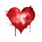 20 High-Quality Red Heart Clipart - Red heart digital watercolor JPG instant download for commercial use - Digital download