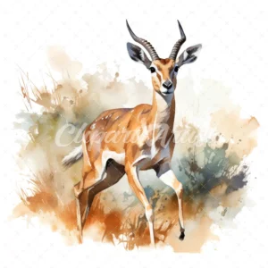 20 High-Quality Running Thomson Gazelle Clipart - Gazelle digital watercolor JPG instant download for commercial use - Digital download