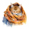 20 High-Quality Cat Sleeping in Shawl Clipart - Sleeping Cat digital watercolor JPG instant download for commercial use - Digital download