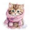 18 High-Quality Kittens With Scarf Clipart - Kittens scarf digital watercolor JPG instant download for commercial use - Digital download