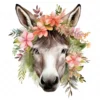 20 High-Quality Floral Donkey Clipart - Floral donkey digital watercolor JPG instant download for commercial use - Digital download
