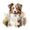 20 High-Quality Australian Shepherd Clipart - Shepherd dog digital watercolor JPG instant download for commercial use - Digital download