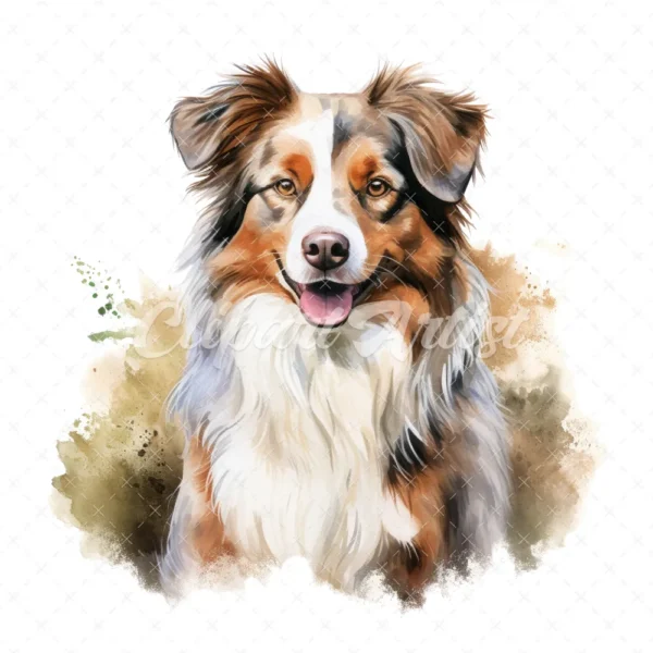 20 High-Quality Australian Shepherd Clipart - Shepherd dog digital watercolor JPG instant download for commercial use - Digital download