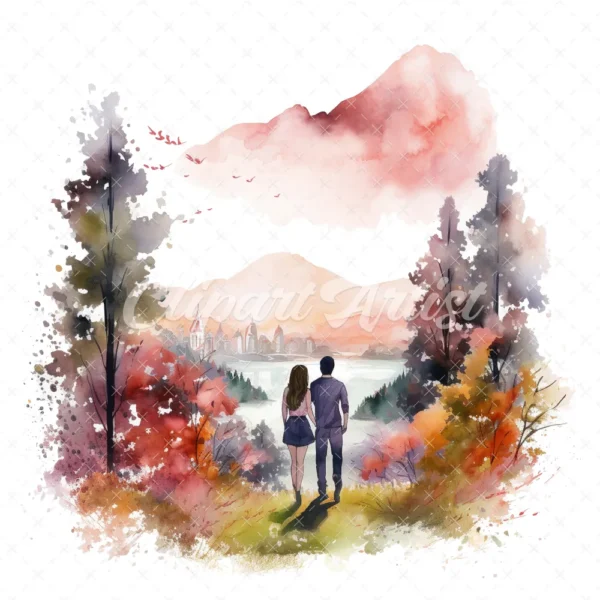 20 High-Quality Loving Couple Clipart - Loving couple digital watercolor JPG instant download for commercial use - Digital download