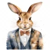 19 High-Quality Bunny in Suit Clipart - Bunny in suit digital watercolor JPG instant download for commercial use - Digital download